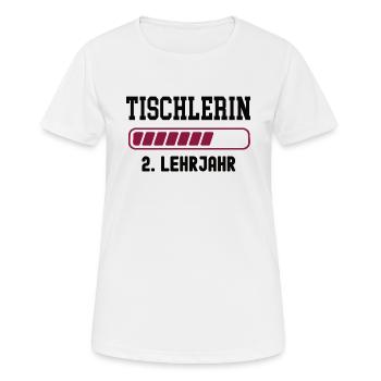 Ausbildung Tischlerin 2. Lehrjahr Tischler Lehre - Frauen T-Shirt atmungsaktiv - Weiß - Vorne - AI Model Female 172 dark (172cm)