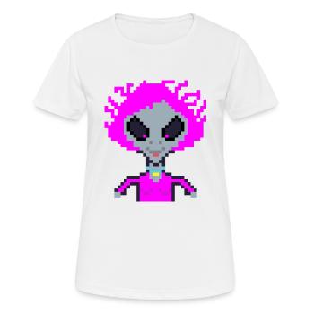Pixel Alien "Violet Crazy" - Women's Breathable T-Shirt - white - Front - AI Model Female 172 dark (172cm)