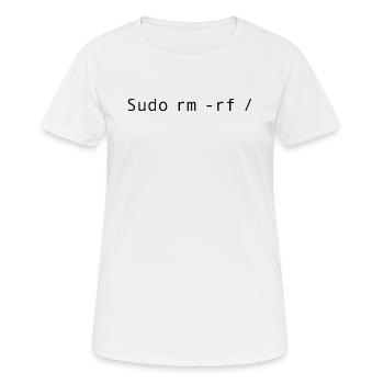 Linux Coding Sudo rm -rf / - T-shirt respirant Femme - blanc - Devant - AI Model Female 172 dark (172cm)