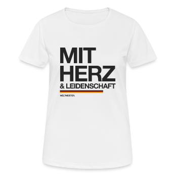 Deutschland - Weltmeister mit Herz & Leidenschaft - Frauen T-Shirt atmungsaktiv - Weiß - Vorne - AI Model Female 172 dark (172cm)
