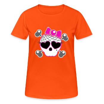 Skull Sweet Rockabilly - T-shirt respirant Femme - orange néon - Devant - AI Model Female 172 dark (172cm)