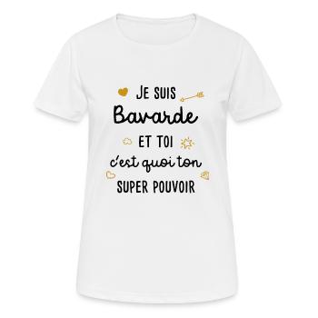 Fille Bavarde Phrase Drôle Super Pouvoir Cadeau - T-shirt respirant Femme - blanc - Devant - AI Model Female 172 dark (172cm)
