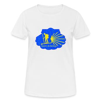 Pèlerins sur le Camino de Santiago en route pour Santiago - T-shirt respirant Femme - blanc - Devant - AI Model Female 172 dark (172cm)