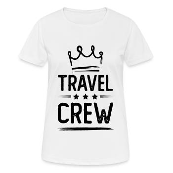 Travel Crew - Frauen T-Shirt atmungsaktiv - Weiß - Vorne - AI Model Female 172 dark (172cm)