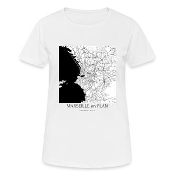MARSEILLE en PLAN § - T-shirt respirant Femme - blanc - Devant - AI Model Female 172 dark (172cm)