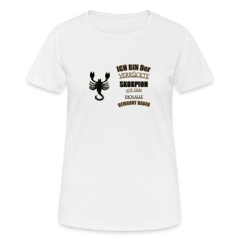Sternzeichen Skorpion Spruch - Frauen T-Shirt atmungsaktiv - Weiß - Vorne - AI Model Female 172 dark (172cm)