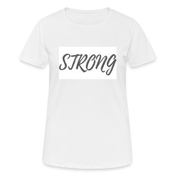 STRONG Schriftzug - Frauen T-Shirt atmungsaktiv - Weiß - Vorne - AI Model Female 172 dark (172cm)