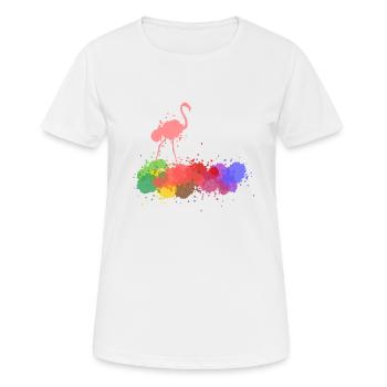 Flamingo splashes of color - Women's Breathable T-Shirt - white - Front - AI Model Female 172 dark (172cm)