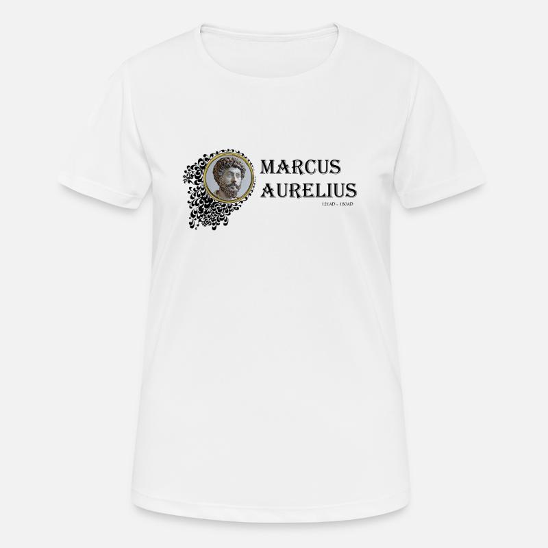 Marcus Aurelius Framed (texte noir) - T-shirt respirant Femme - blanc