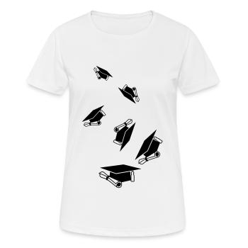Casquette d’étudiant - T-shirt respirant Femme - blanc - Devant - AI Model Female 172 dark (172cm)