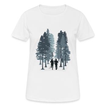 Laufen, Trail Running im Wald - Frauen T-Shirt atmungsaktiv - Weiß - Vorne - AI Model Female 172 dark (172cm)