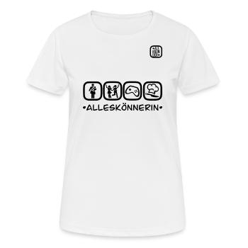 Die ALLESKÖNNERIN ! Mama Partygirl Gamerin Köchin - Frauen T-Shirt atmungsaktiv - Weiß - Vorne - AI Model Female 172 dark (172cm)
