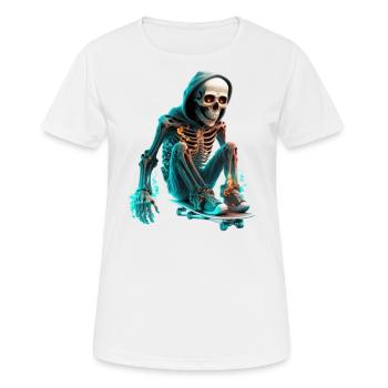 Skelett das Skateboard fährt - Frauen T-Shirt atmungsaktiv - Weiß - Vorne - AI Model Female 172 dark (172cm)