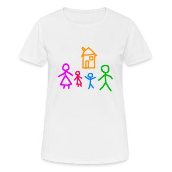 Children's picture family and house - Women's Breathable T-Shirt - white - Front - AI Model Female 172 dark (172cm)