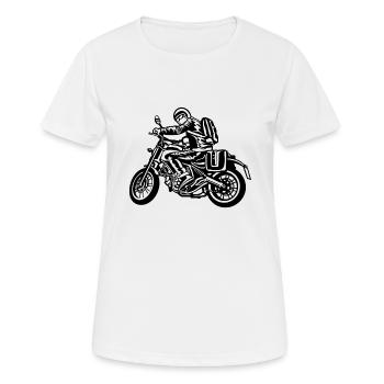 Motorrad Touring / Motorcycle 01_weiß - Frauen T-Shirt atmungsaktiv - Weiß - Vorne - AI Model Female 172 dark (172cm)