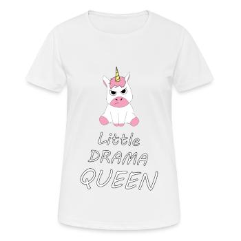 Einhorn Unicorn little Drama Queen witziges Shirt - Frauen T-Shirt atmungsaktiv - Weiß - Vorne - AI Model Female 172 dark (172cm)