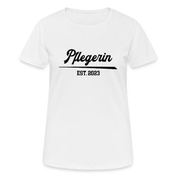 Pflegerin seit 2023 Pflegefachfrau Pflegekraft - Frauen T-Shirt atmungsaktiv - Weiß - Vorne - AI Model Female 172 dark (172cm)