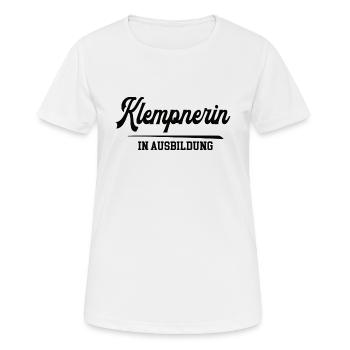 Klempnerin in Ausbildung Klempnerausbildung Azubis - Frauen T-Shirt atmungsaktiv - Weiß - Vorne - AI Model Female 172 dark (172cm)