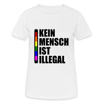 Kein mensch ist illegal - Frauen T-Shirt atmungsaktiv - Weiß - Vorne - AI Model Female 172 dark (172cm)