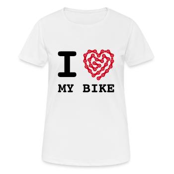 J’aime ma chaîne de vélo coeur chaîne de vélo - T-shirt respirant Femme - blanc - Devant - AI Model Female 172 dark (172cm)