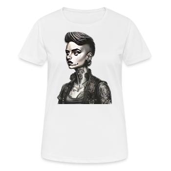 Feminist kurze Haare Tattoo Piercing - Frauen T-Shirt atmungsaktiv - Weiß - Vorne - AI Model Female 172 dark (172cm)