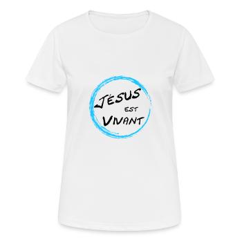 Jésus est vivant - T-shirt respirant Femme - blanc - Devant - AI Model Female 172 dark (172cm)
