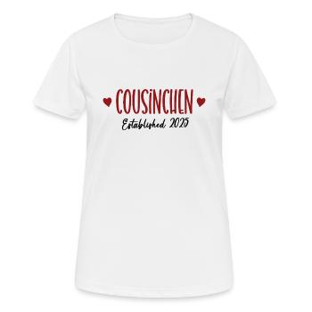 Cousinchen 2025 Schwangerschaft Verkünden Cousine - Frauen T-Shirt atmungsaktiv - Weiß - Vorne - AI Model Female 172 dark (172cm)