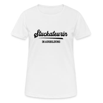 Stuckateurin in Ausbildung Stuckateurausbildung - Frauen T-Shirt atmungsaktiv - Weiß - Vorne - AI Model Female 172 dark (172cm)