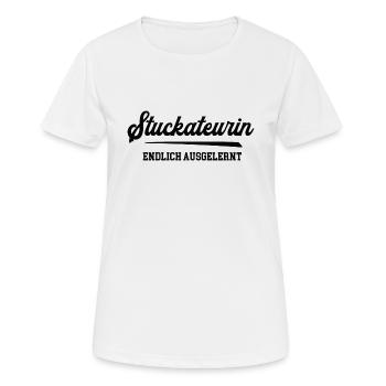 Stuckateurin Ausbildung Bestanden Azubi Stuckateur - Frauen T-Shirt atmungsaktiv - Weiß - Vorne - AI Model Female 172 dark (172cm)