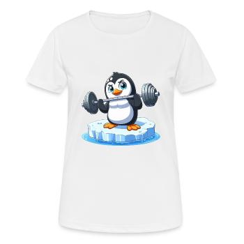 Pingouin haltérophile sur la banquise fondante - T-shirt respirant Femme - blanc - Devant - AI Model Female 172 dark (172cm)