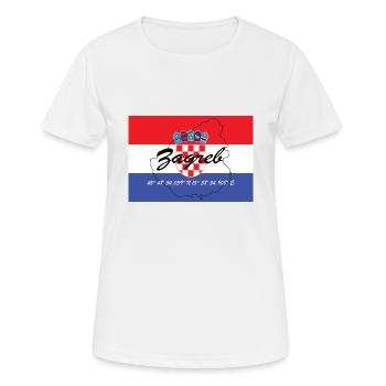 Zagreb - Hauptstadt mit GPS & Flagge - Frauen T-Shirt atmungsaktiv - Weiß - Vorne - AI Model Female 172 dark (172cm)