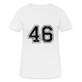 Anzahl 46 - Frauen T-Shirt atmungsaktiv - Weiß - Vorne - AI Model Female 172 dark (172cm)