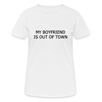 my boyfriend if out of town - T-shirt respirant Femme - blanc - Devant - AI Model Female 172 dark (172cm)