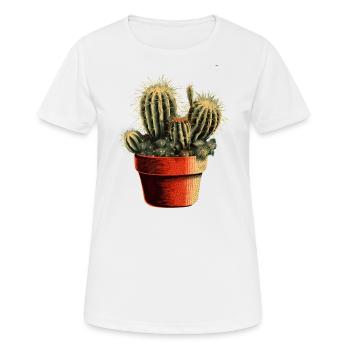 Kleiner grüner Kaktus im Blumentopf - Frauen T-Shirt atmungsaktiv - Weiß - Vorne - AI Model Female 172 dark (172cm)