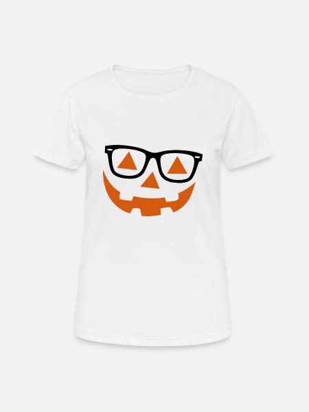 Halloween Kürbis Nerd Hipster Brille - Dame T-shirt svedtransporterende - hvid