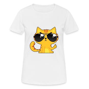 Cool Cat Lunettes de soleil Comic Funny Bouncer - T-shirt respirant Femme - blanc - Devant - AI Model Female 172 dark (172cm)
