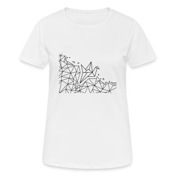 Grue en origami géométrique - T-shirt respirant Femme - blanc - Devant - AI Model Female 172 dark (172cm)