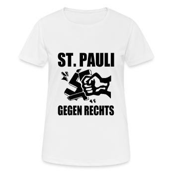 St pauli gegen rechts - Frauen T-Shirt atmungsaktiv - Weiß - Vorne - AI Model Female 172 dark (172cm)