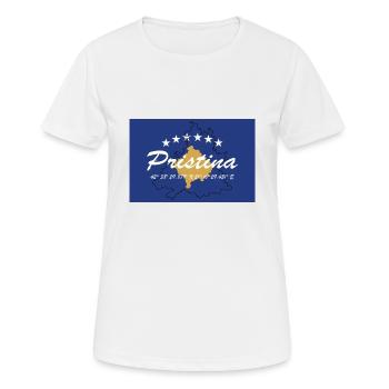 Pristina - Hauptstadt mit GPS & Flagge - Frauen T-Shirt atmungsaktiv - Weiß - Vorne - AI Model Female 172 dark (172cm)