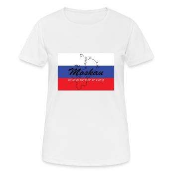Moskau - Hauptstadt mit GPS & Flagge - Frauen T-Shirt atmungsaktiv - Weiß - Vorne - AI Model Female 172 dark (172cm)
