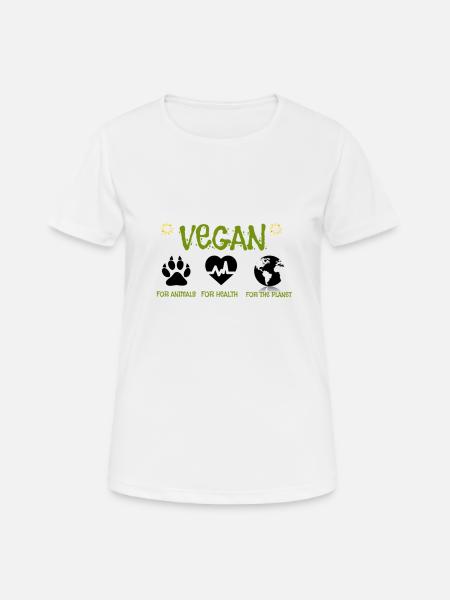 Végétalien pour les animaux, la santé et l'environnement. - T-shirt respirant Femme - blanc