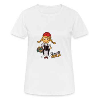 Marie de la Forêt-Noire avec un chapeau bollen rouge - T-shirt respirant Femme - blanc - Devant - AI Model Female 172 dark (172cm)