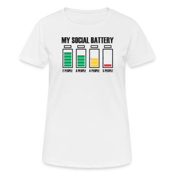 Introvertiert Social Battery Geschenkidee - Frauen T-Shirt atmungsaktiv - Weiß - Vorne - AI Model Female 172 dark (172cm)
