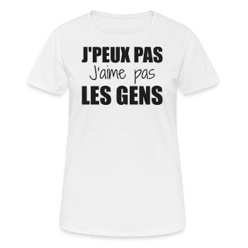 J'peux pas j'aime pas les gens - T-shirt respirant Femme - blanc - Devant - AI Model Female 172 dark (172cm)
