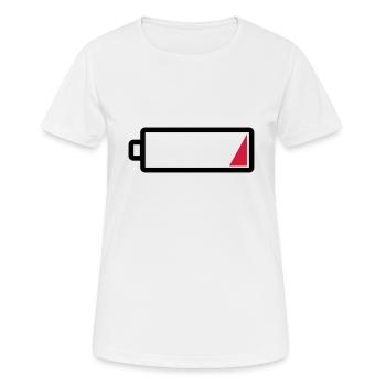 Batterie leer - Keine Energie - Müde - Aufladen - Frauen T-Shirt atmungsaktiv - Weiß - Vorne - AI Model Female 172 dark (172cm)