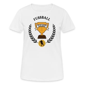 Fussball Sieger Fußball Sieg Spiel Spieler Platz 1 - Frauen T-Shirt atmungsaktiv - Weiß - Vorne - AI Model Female 172 dark (172cm)