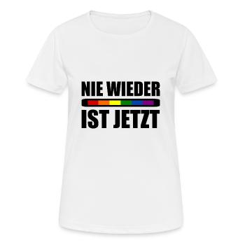 Nie wieder ist jetzt - Frauen T-Shirt atmungsaktiv - Weiß - Vorne - AI Model Female 172 dark (172cm)