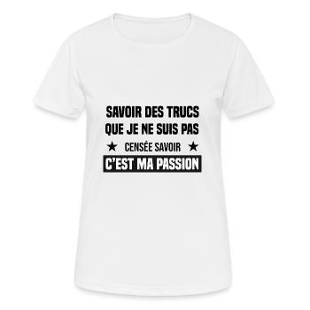 savoir des trucs que je ne suis pas censée cadeau - T-shirt respirant Femme - blanc - Devant - AI Model Female 172 dark (172cm)