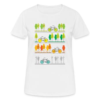 Radfahren durch die vier Jahreszeiten - Frauen T-Shirt atmungsaktiv - Weiß - Vorne - AI Model Female 172 dark (172cm)