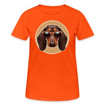 Amateurs de chiens rétro teckel - T-shirt respirant Femme - orange néon - Devant - AI Model Female 172 dark (172cm)